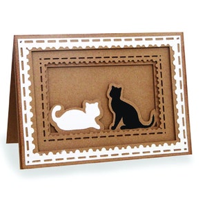Carte de vœux 3D, Carte ombre, Fichier svg Cricut, Silhouette svg, Carte en couches SVG, Fichier coupé, SVG, Carte d’anniversaire, Chat noir, Chat blanc, Kitty
