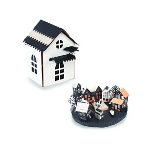 3D Paper House, for Cricut, Paper Craft, Halloween, for Silhouette, SVG, dxf, Cutting File, Little Crow House