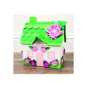 Paper Cottage SVG, 3d Spring Cottage, Plantilla de casa de papel, Mariposa, Archivos cortados para Cricut, Silueta, SVG, DXF, Casa svg, Casa de papel