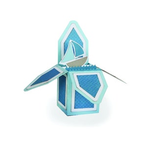 3D Greeting card, Sail Boat Box Card, boat, Sea, Box card svg, Box Card template, svg, dxf, Cut file, Cricut, Silhouette