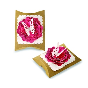 Boîte 3D svg, Boîte d’oreiller svg, Modèle de boîte d’oreiller, Boîte cadeau SVG, Party Favor Box, Fichier coupé pour Cricut, Silhouette, Fleur svg, Papillon svg