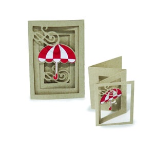 3D Greeting Card, Accordian card, Cut file for silhouette, for Cricut, Layered Card SVG, PNG, SVG, dxf, Umbrella