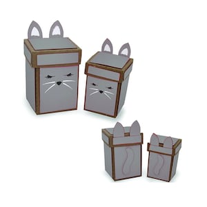 3D Box Svg, Box Template, Gift Box template, Gift Box SVG, Party Favor Box, Cut file for Cricut, Silhouette, svg, dxf, Nesting Kitty Box