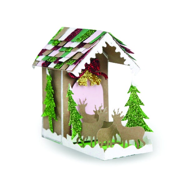 3D Stable, Christmas House svg, Cut File, Cameo, Silhouette, Cricut, DIY Christmas Project, Christmas Village, House Models, Deer, Trees