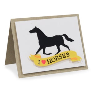 3D Grußkarte, geschnittene Datei für Silhouette, für Cricut, Layered Card SVG, PNG, SVG, dxf, Geburtstagskarte, Klappkarte, I love Horses