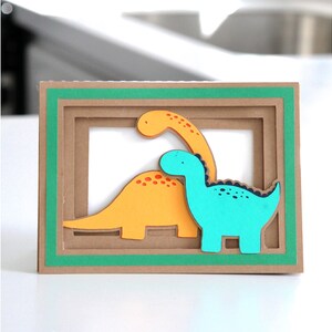 Tarjeta de felicitación 3D, Tarjeta de sombra, Cricut svg File, Silhouette svg, Layered Card SVG, Cut File, PNG, SVG, Birthday Card, Paper Craft, Dino svg