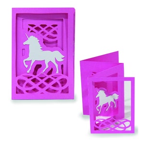 3D Greeting Card, Accordion card, Cut file for silhouette, for Cricut, Layered Card SVG, PNG, SVG, dxf, Birthday Card, Unicorn