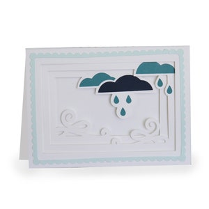 3D-wenskaart, schaduwkaart, Cricut svg-bestand, silhouet svg, gelaagde kaart SVG, bestand knippen, PNG, SVG, verjaardagskaart, wolk, bewolkt, regen