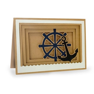 Tarjeta de felicitación 3D, Tarjeta de sombra, Cricut svg File, Silhouette svg, Layered Card SVG, Cut File, SVG, Birthday Card, Paper Craft, Anchor, Boat