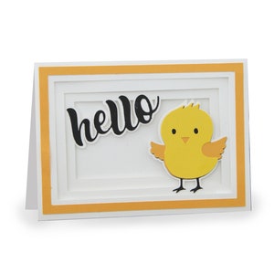 Tarjeta de felicitación 3D, Tarjeta de sombra, Cricut svg File, Silhouette svg, Layered Card SVG, Cut File, PNG, SVG, Birthday Card, Hello , Chick, Chicky