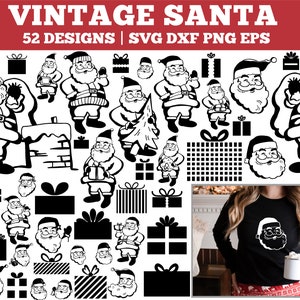 Vintage Santa Svg Bundle, Christmas Santa Svg, Santa Clipart, Santa Png, Santa Silhouette Cut Files, Santa Cricut Cut Files, Svg, png, Dxf