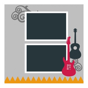 Digital Scrapbook page, Scrapbook Layout, 12x12 Scrapbook, Scrapbook template, SVG, PNG, dxf, Cut file for Silhouette, for Cricut, Guitar