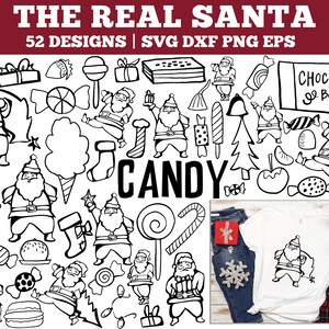 Hand drawn Santa Clipart Bundle, Bundle SVG, Santa, Candies svg, Doodle Clipart, Christmas, Cut files for silhouette, for cricut, font svg