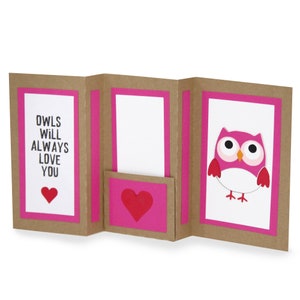 I gufi ti ameranno sempre Carta pieghevole con inserto SVG, Carta pieghevole tri fai-da-te per Silhouette, File tagliati per Cricut, Carta pieghevole SVG