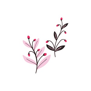 Handdrawn, lovely leaves, berries, vector art, clipart, Cute Designs, Silhouette Cut Files, Cricut cut files, digital, svg, png, dxf