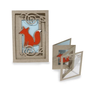 3D Greeting Card, Accordion card, Cut file for silhouette, for Cricut, Layered Card SVG, PNG, SVG, dxf, Birthday Card, Fox