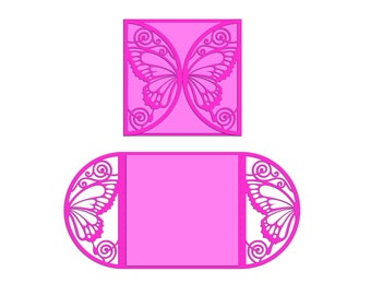 Sleeve Card, Card SVG, greeting card, invitations, Folded card, Cut files for Cricut, Silhouette, svg, dxf, Butterfly