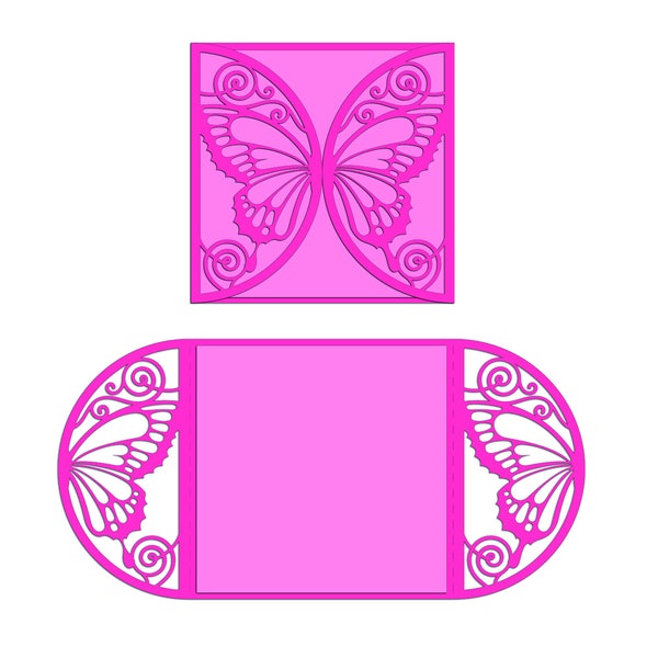 Sleeve Card, Card SVG, greeting card, invitations, Folded card, Cut files for Cricut, Silhouette, svg, dxf, Butterfly