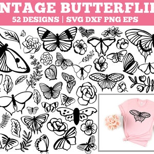 Vintage Butterflies Clipart Bundle, Vintage Butterflies SVG Bundle, Butterfly svg, Butterfly Clipart