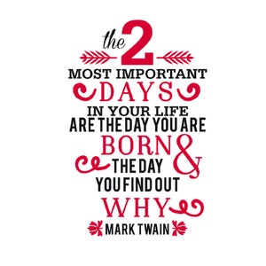 Citazione di 2 giorni più importanti, citazione clipart, arte vettoriale, citazioni carine, file di taglio Silhouette, file di taglio Cricut, clipart, digitale, SVG, DXF