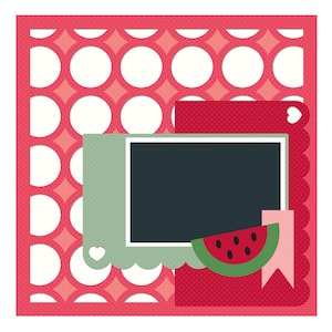 Digital Scrapbook page, Scrapbook Layout, 12x12 Scrapbook, Scrapbook template, SVG, PNG, dxf, Cut file for Silhouette, Cricut, watermelon