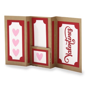 Tarjeta tríptica del Día de San Valentín con inserto, tarjeta de cupido, tarjeta de silueta DIY para el día de San Valentín, archivos cortados para silueta