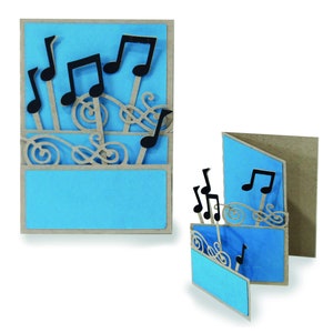 3D-wenskaart, accordeonkaart, gesneden bestand voor silhouet, voor Cricut, gelaagde kaart SVG, PNG, SVG, DXF, verjaardagskaart, muzieknoten, muziek