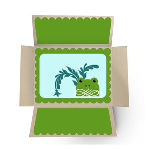Dépliez la carte, la grenouille, la carte de voeux, la carte d'anniversaire, le fichier svg de carte de remerciement pour la fabrication de cartes, les fichiers coupés pour la silhouette, pour Cricut, Digital
