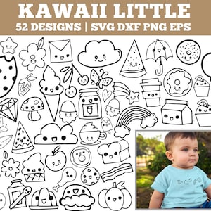 Kawaii Clipart Bundle, Hand drawn Cute stuff SVG, Ice Cream svg, cookies, Sweet doodles, Doodle Clipart, Hand drawn Treats, Cut files