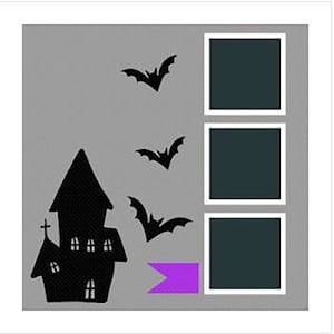 Digital Scrapbook page, Scrapbook Layout, 12x12 Scrapbook, Scrapbook template, SVG, PNG, dxf, Cut file for Silhouette, for Cricut, Halloween