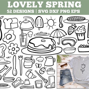 Spring Breakfast SVG Bundle, Breakfast Food Clipart, Toast, Milk, Pancakes, Bacon SVG
