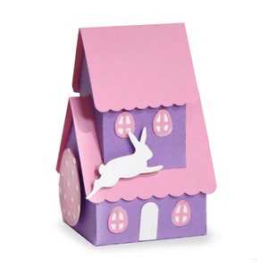 Casa di carta 3D, per Cricut , Mestiere di carta, Pasqua, per Silhouette, Coniglio, Decorazione fai da te, PNG, SVG, File di taglio, villaggio di Pasqua da tavolo