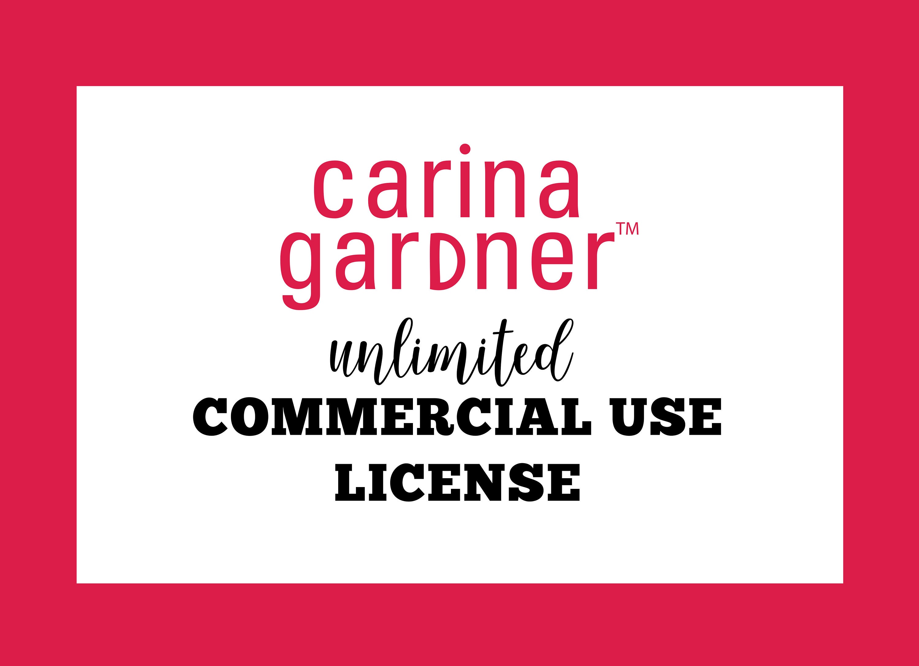 Unlimited Commercial License for svg Designs by Carina Gardner