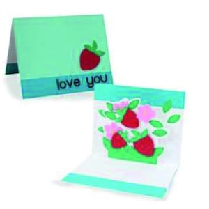 Fraises Pop up carte, jolie carte, modèle de carte pop up, fichier de coupe pour Cricut, Silhouette, modèle, svg, dxf, carte d'anniversaire, baies