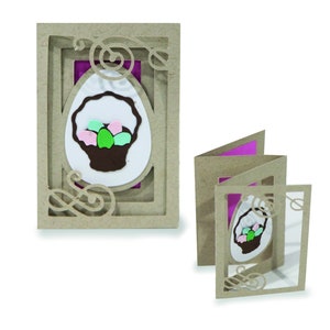 3D Grußkarte, Akkordeon Karte, Cut Datei für Silhouette, für Cricut, Layered Card SVG, PNG, SVG, dxf, Geburtstagskarte, Eier, Korb, Ostern