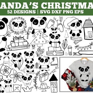 Vector Art, Cricut svg File, Craft Font, Procreate Font, Vector Files, svg Bundel, Silhouet svg, Kerst Bundel, Cute Panda