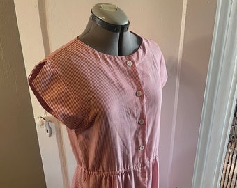 Vestido de día seersucker rosa vintage de los años 70/80