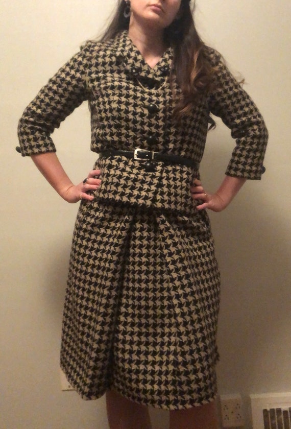 Vintage 50s/60s houndstooth skirt suit - image 4