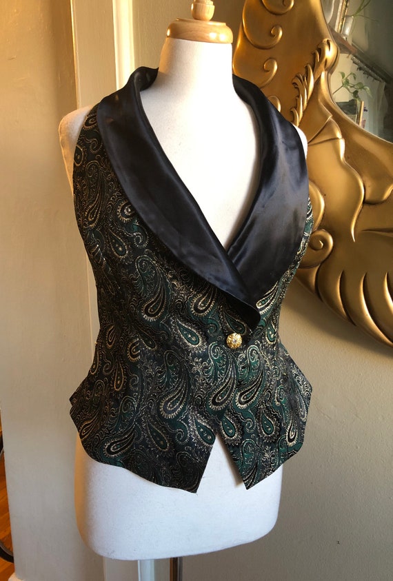 Vintage metallic paisley wrap halter top