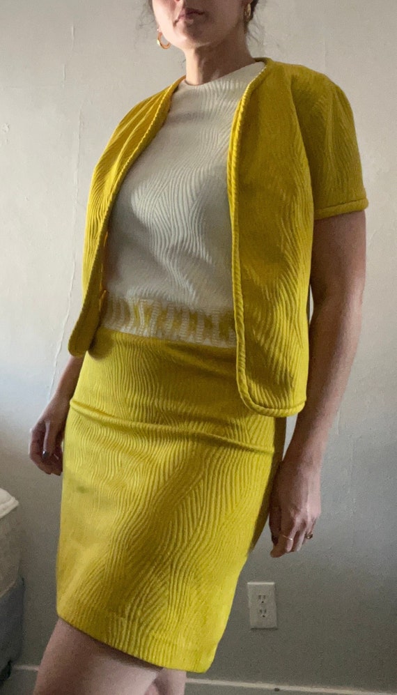 Vintage 60s chartreuse dress + bolero set - image 1