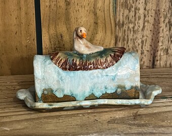 Goose butter dish