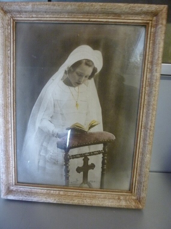 Beautiful Old Photography First Communiante Girl On Church Etsy