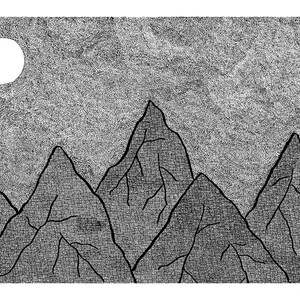 Original Art, Digital Download, Mountains, Pen Drawing, Ink, Intricate, Wall Art, Illustration, Black and White