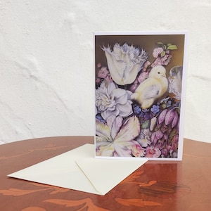 Kunstkarte Klappkarte Malerei Huhn Frühling Küken DIN A6 mit Kuvert