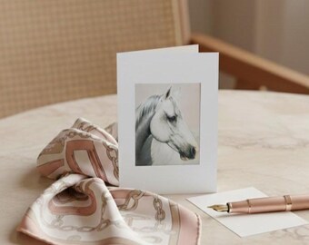 Passepartout biglietto d'auguri cavallo bianco DIN A6