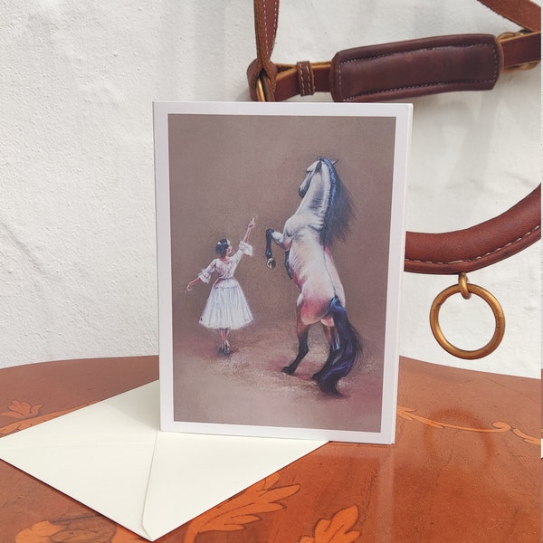 Art Card Horse Folded Card Painting Riding DIN A6 Lusitano Michaela Stocker EQUINE ART