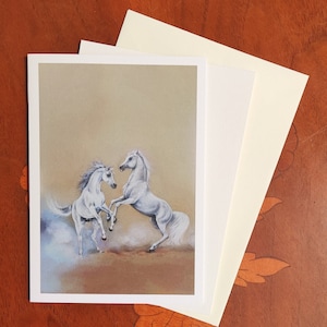 Carte d'art carte pliante peinture cheval DIN A6 avec enveloppe étalons arabes
