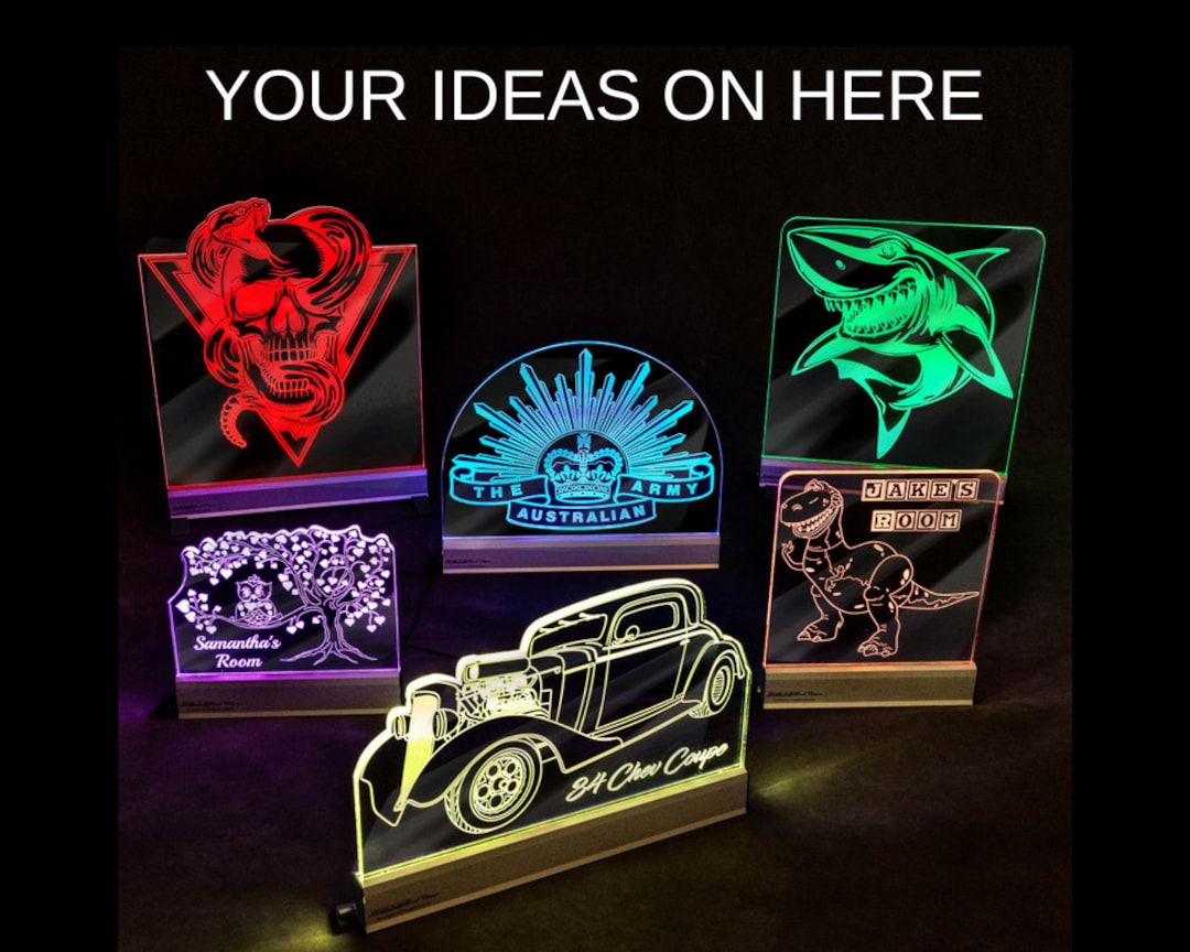 PERSONALISED Edge Lit SIGN, Laser Etched & Customized or to Your Design