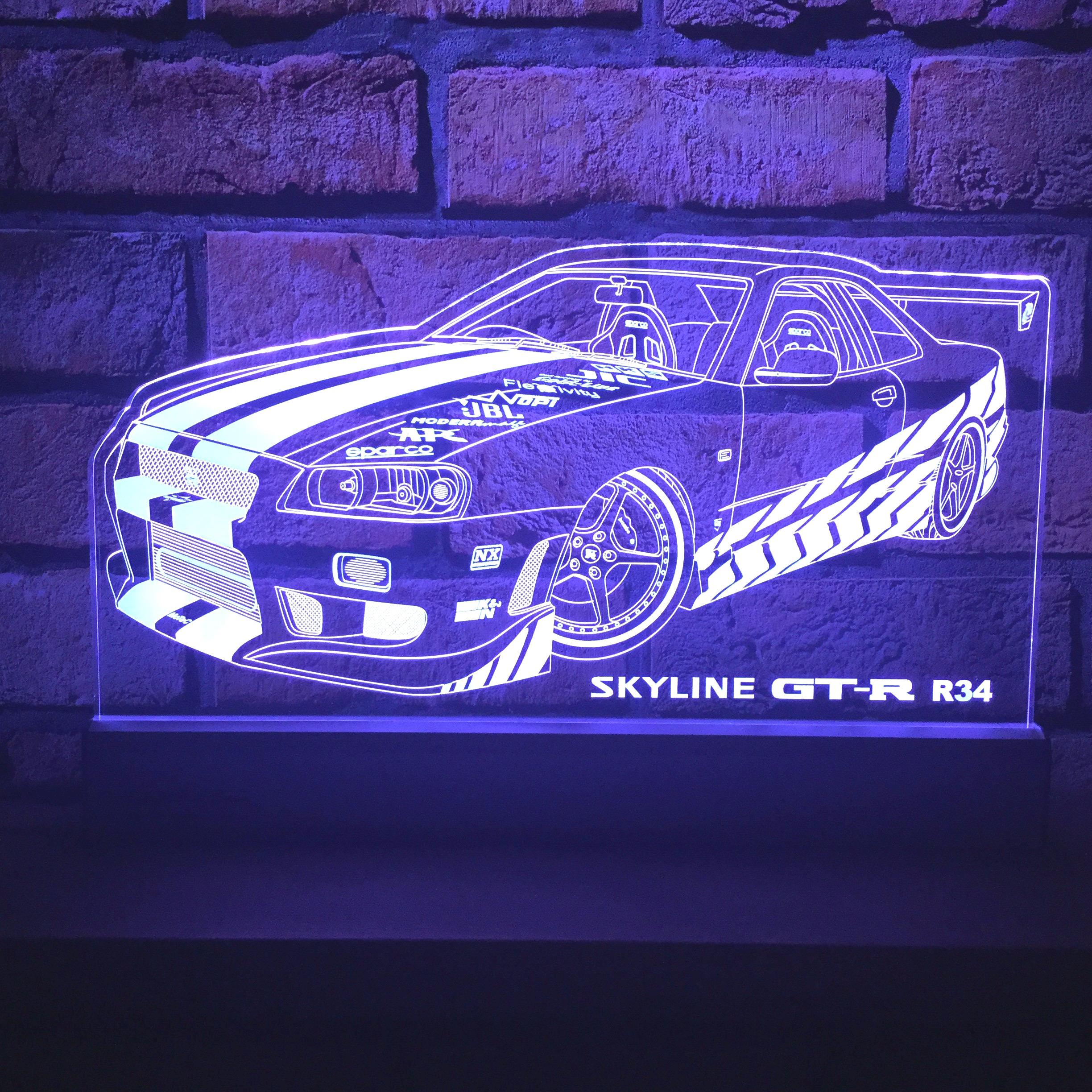 Buy Nissan Skyline GT-R R34 RGB LED Acrylic Sign | Led Bar Sign | Rgb Led  Sign | Nissan Sign | Car Enthusiast Sign | Nissan Skyline Sign Online in  India - Etsy