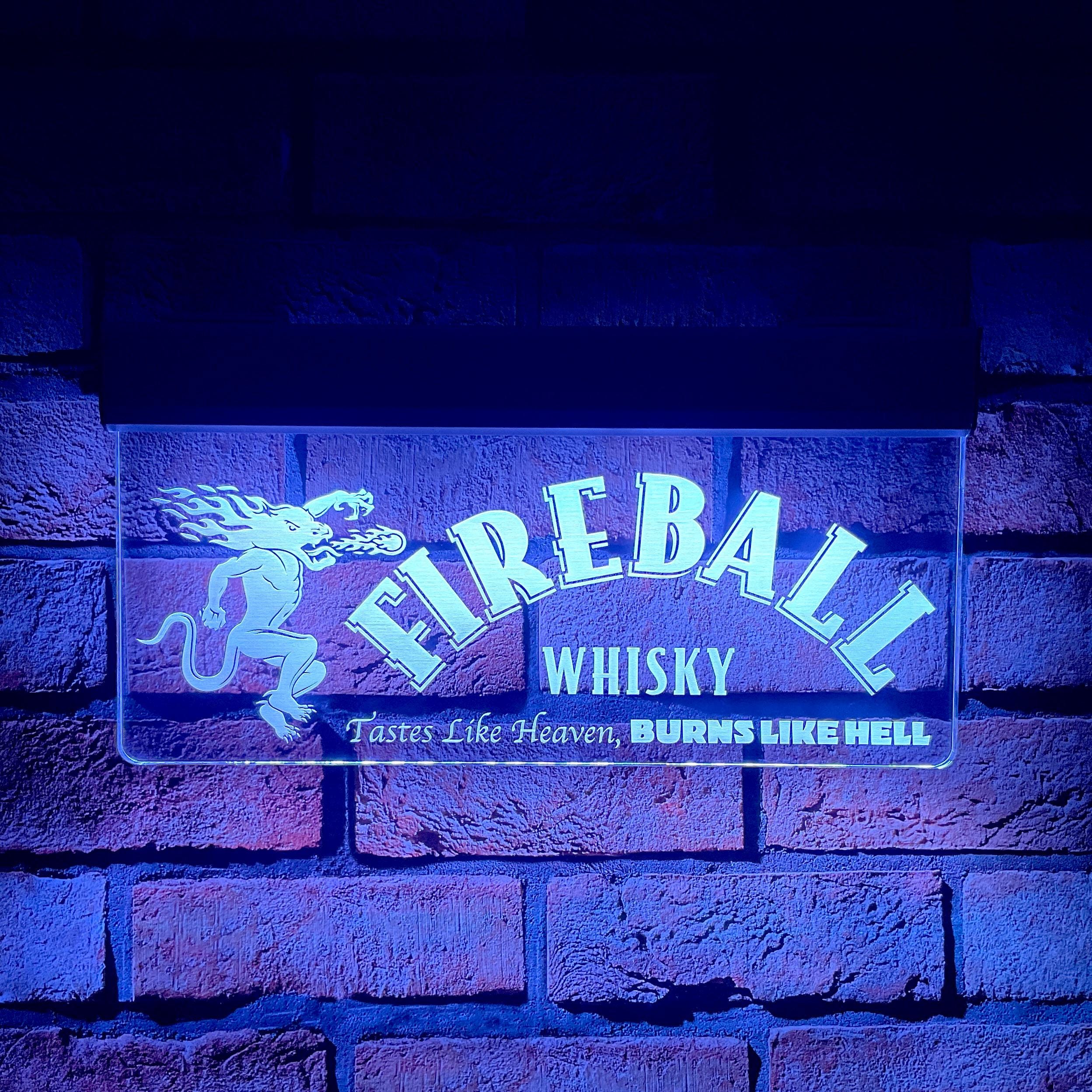 Fireball Whisky RGB LED Sign | Man Cave Bar Decor, Acrylic Lighting ...